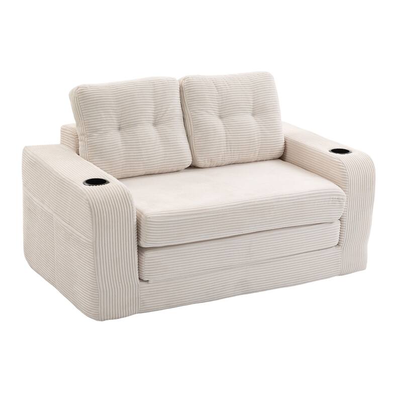 Convertible Sofa Bed, Expandable double Sofa Bed, 2 in 1 Convertible Sofa Bed, Fold Out Floor Couch with Pillows