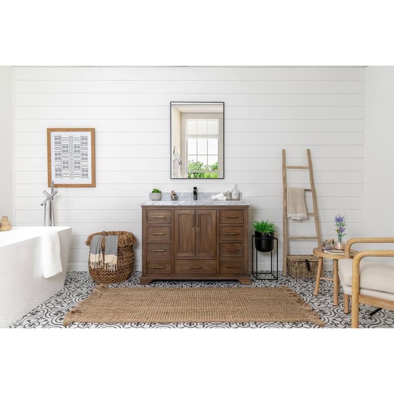 Willow Collections 48 in. W x 22 in. D Charlotte Teak Single Sink Bathroom Solid Teak Vanity with Countertop