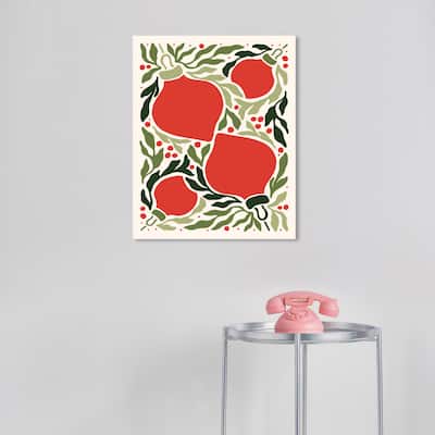 Wynwood Studio Canvas Holiday and Seasonal December Ornaments Sage Red Modern & Contemporary Wall Art Canvas Print