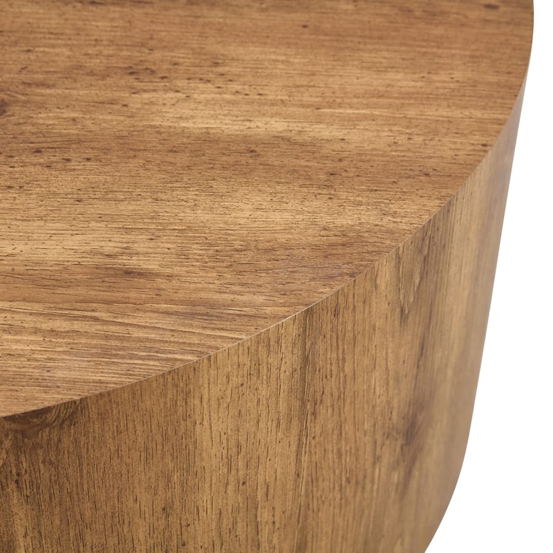 Cylindrical Coffee Table Dining Table with Anti-slip Feet, Writing Desk Accent Table with Woodgrain Pattern