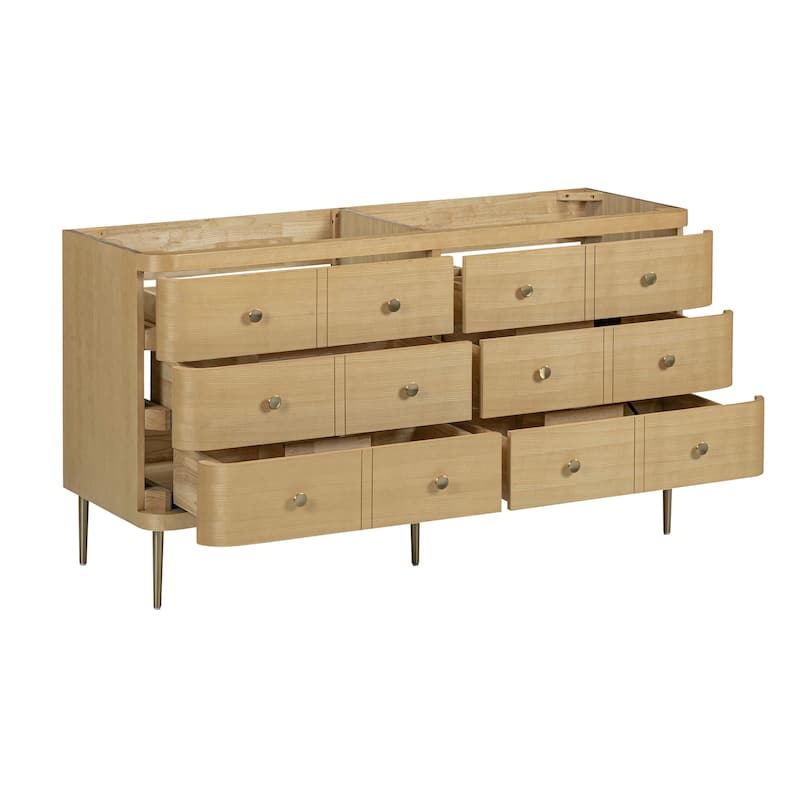 Serena Bathroom Vanity in Light Oak with Calacatta Quartz Top