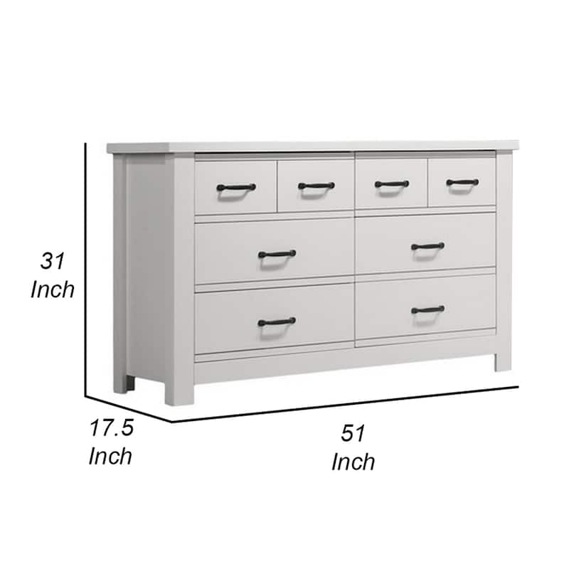 Wide 6-Drawer Crisp White Dresser with Black Handles, Smooth Glide Drawers, and Clean Modern Bedroom Design