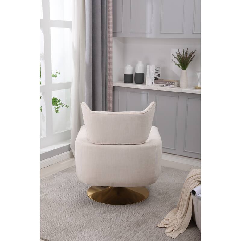 Beige 29.9" Swivel Accent Chair with Pillow