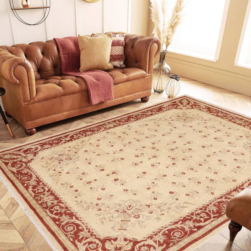 Artisan Oushak Open Field Hand-Knotted Wool Area Rug