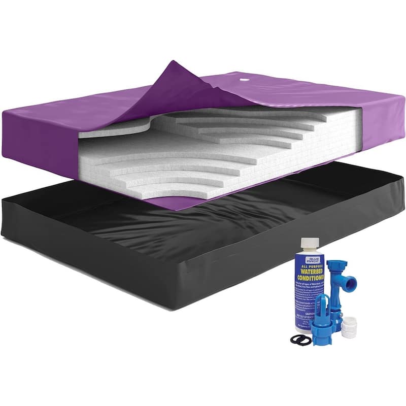 99 Percent Waveless Hardside Waterbed Mattress Bundle - Liner, Fill/Drain Kit, Conditioner - Frame Not Included