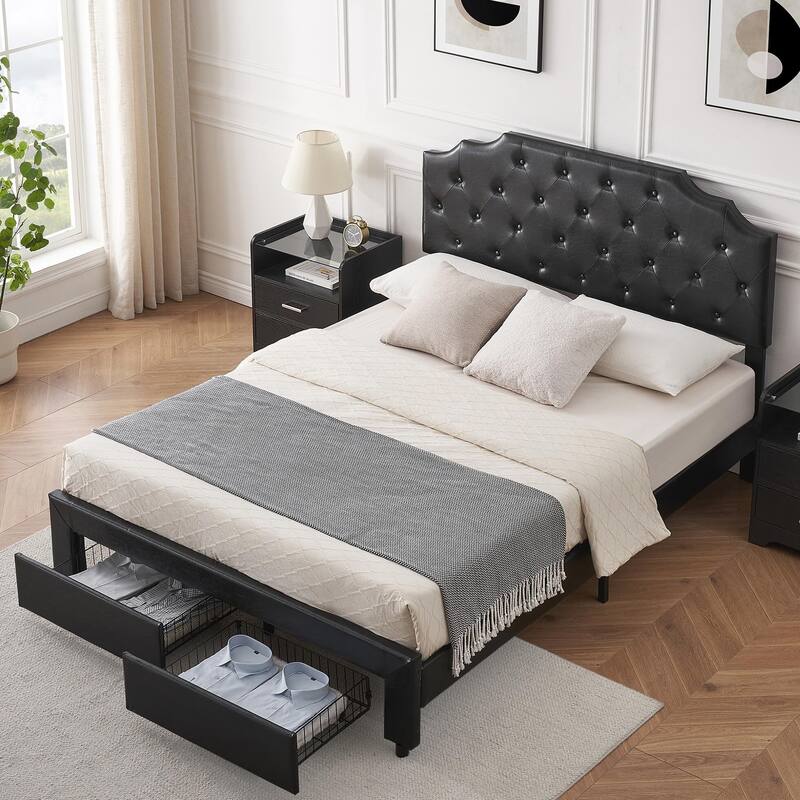 Upholstered Leather Bed Frame
