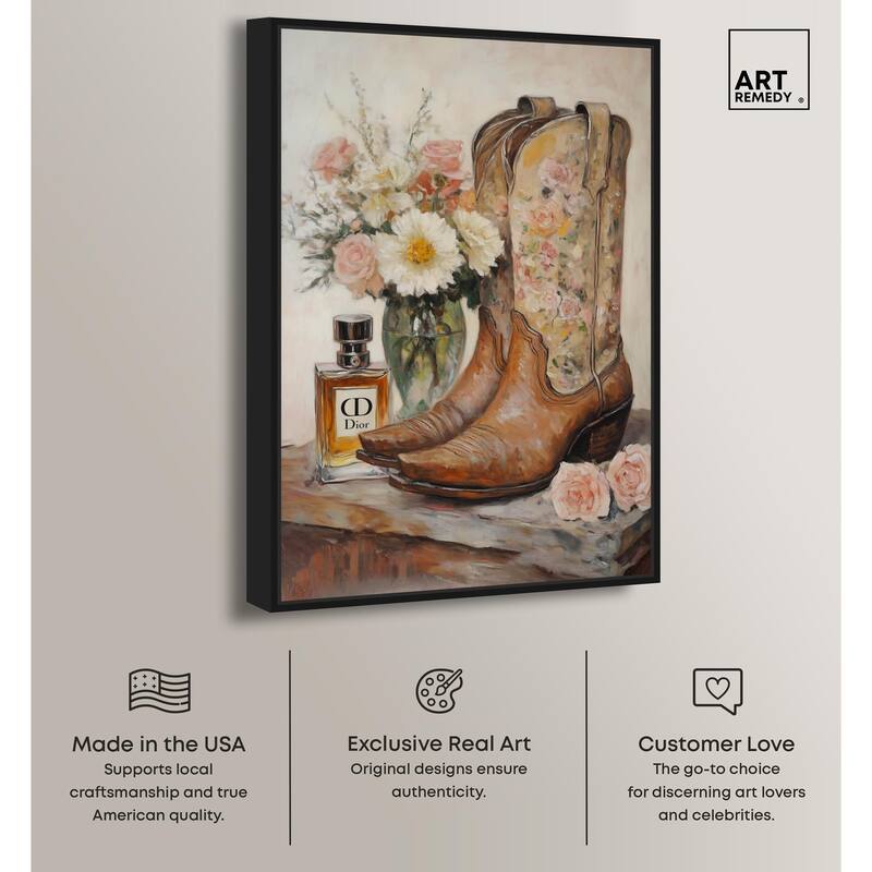 Delicate Floral Boots Canvas by Art Remedy