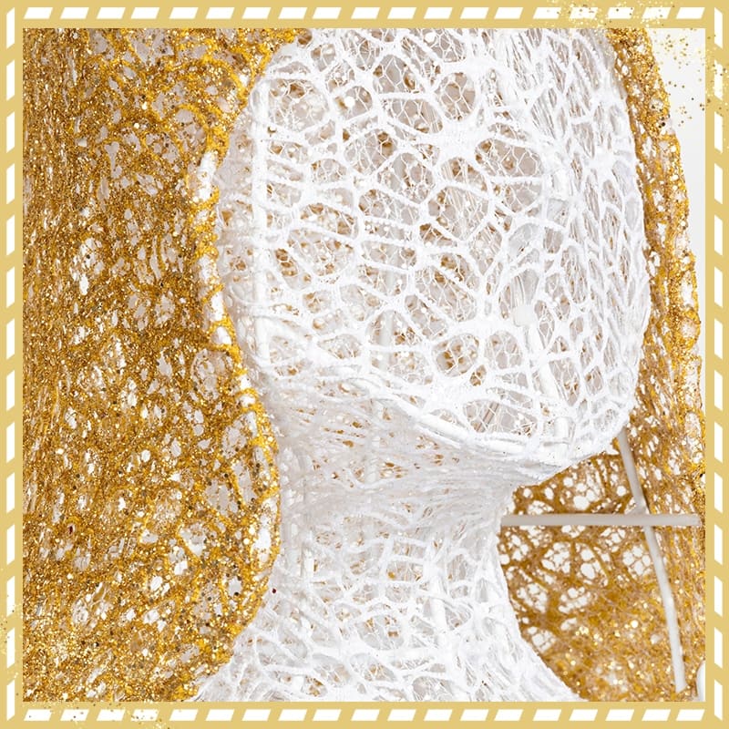 Golden Wing Angel Christmas Decoration With Light - White