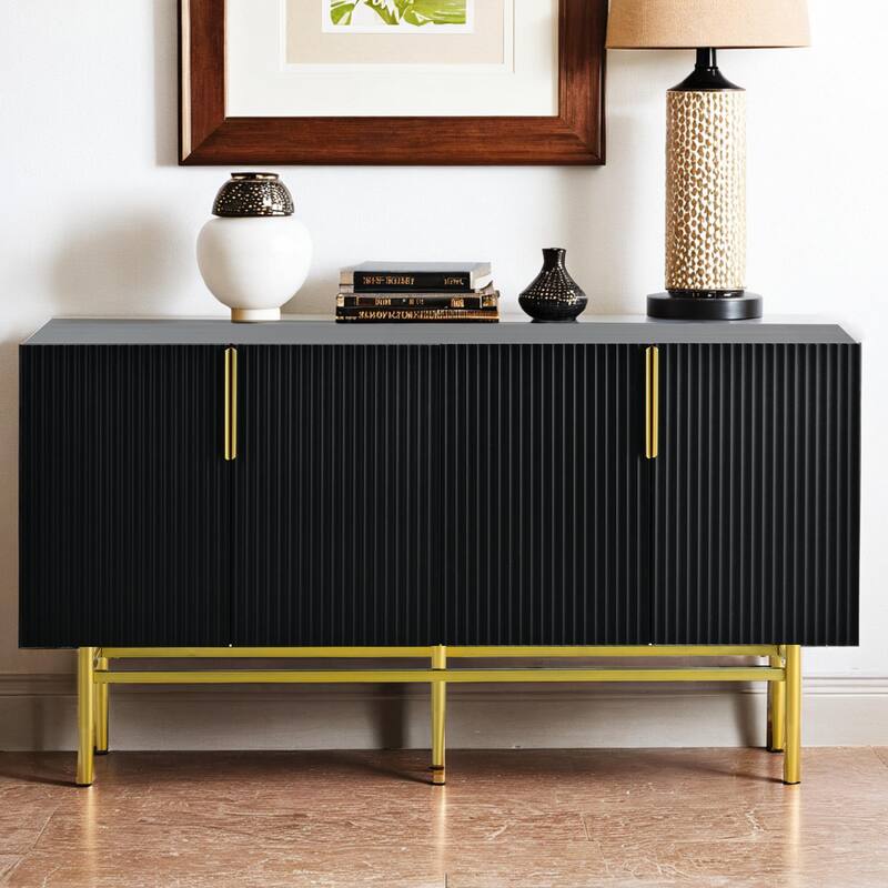 Modern Elegant 4-Door Sideboard with Gold Metal Handle