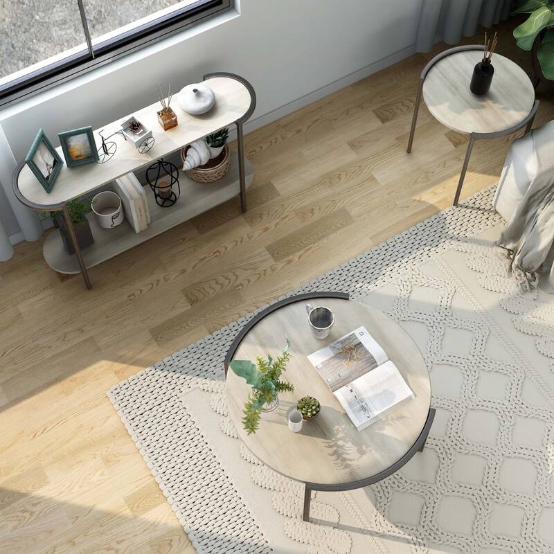 Rowland Urban Light Grey Steel Round 3-Piece Accent Table Set by Furniture of America