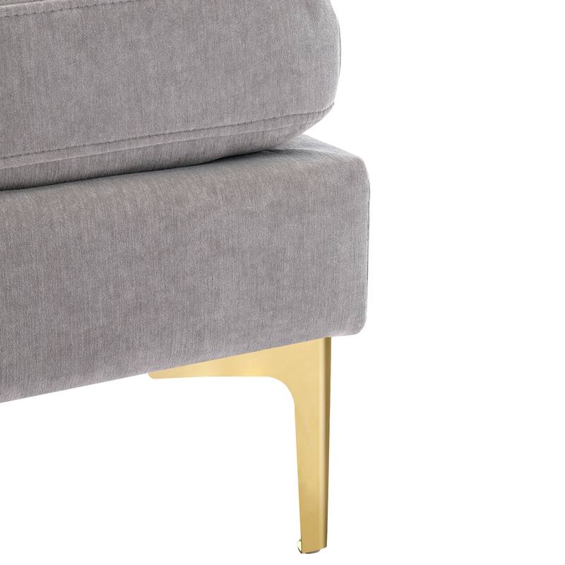 110.6" Velvet L-Shaped Sectional Sofa with Movable Ottoman and Storage Pockets