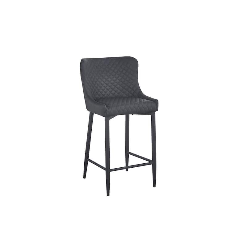Upholstered barstool With Tufted Cushion, Set of 2 - Dark Gray - Bar Height