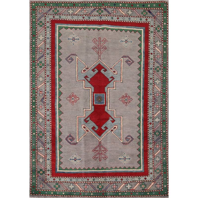 Kazak Oriental Accent Rug Handmade Wool Carpet - 4'3" x 5'8"