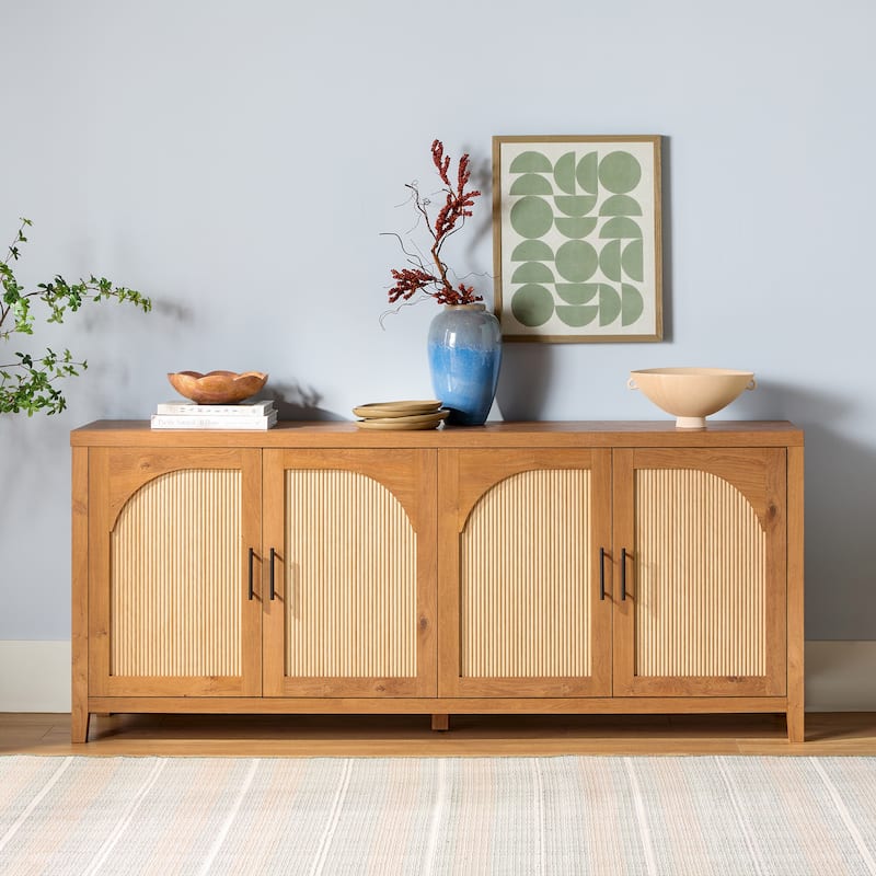 Middlebrook Modern 70-inch Reeded Sideboard with Arched Doors - English Oak