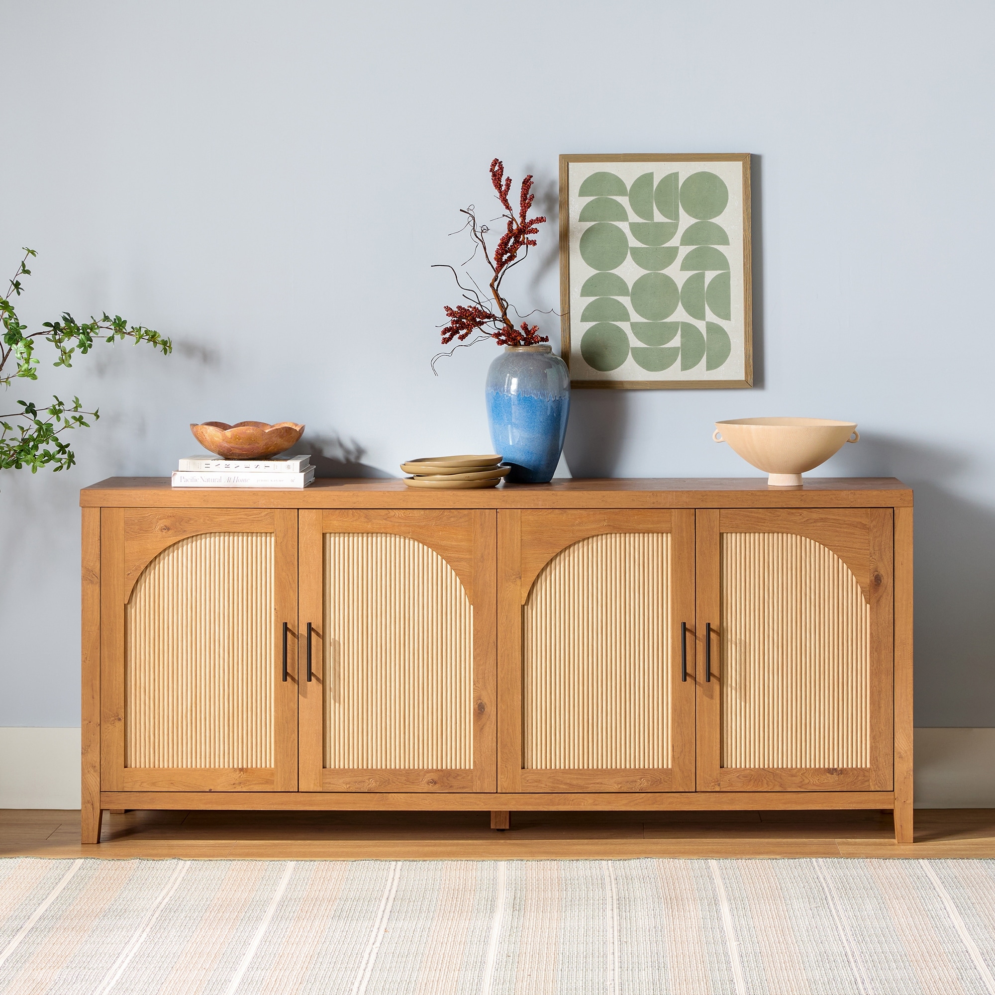 Walker Edison Modern 70-inch Reeded Sideboard with Arched Doors