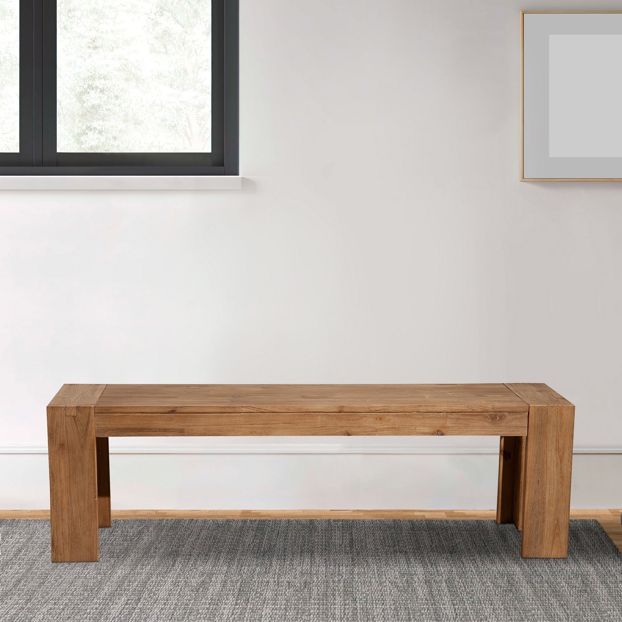 Solid Acacia Wood Bench with Bracket Legs Brown On Sale Bed