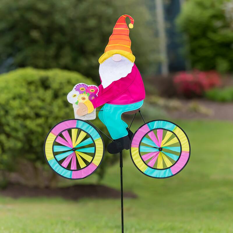 57 in. Spring Gnome Bicycle Wind Spinner