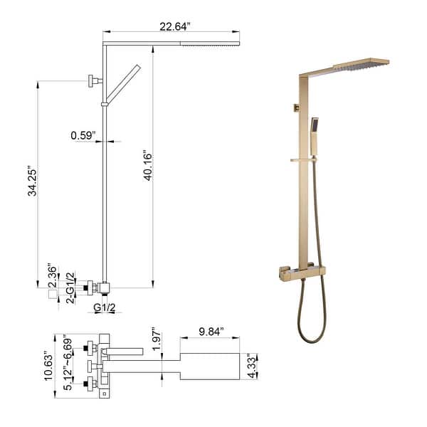 Double Handles Two Functions Wall Mounted Bathroom Shower System With
