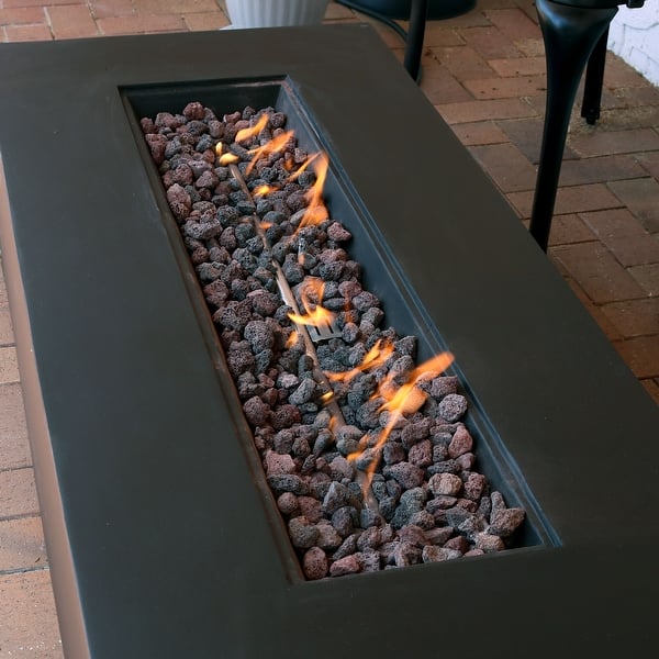 Shop Sunnydaze Brown Lp Gas Modern Fire Pit Coffee Table With Lava