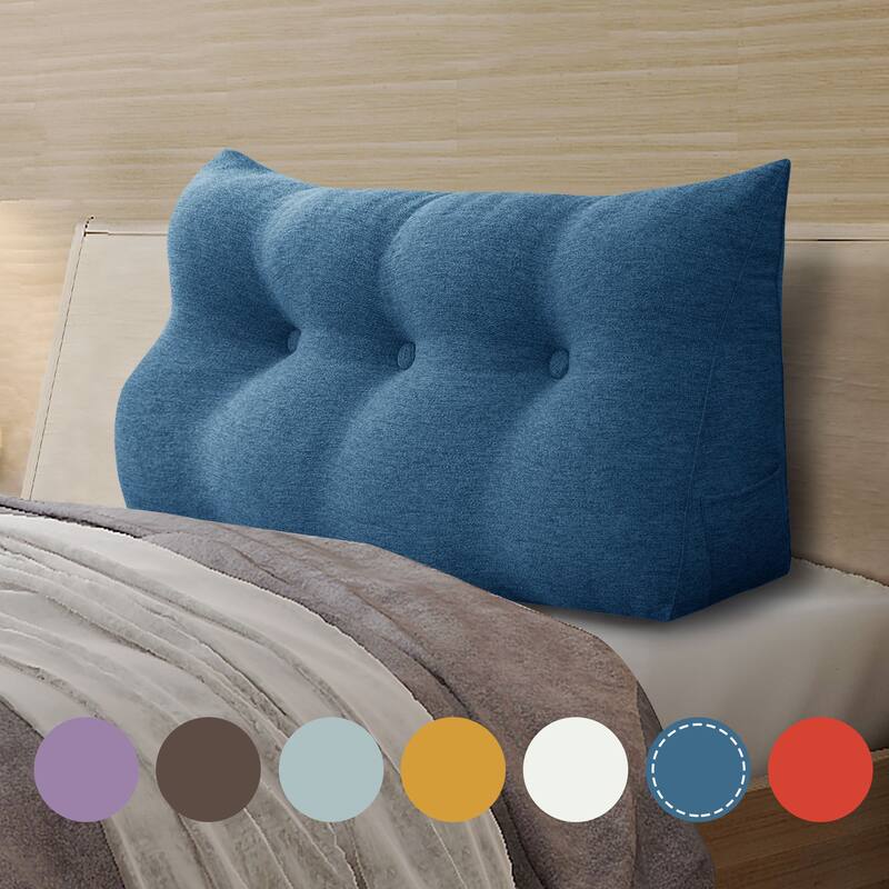 WOWMAX Bed Rest Wedge Reading Pillow Headboard Back Support Cushion - Twin - Blue