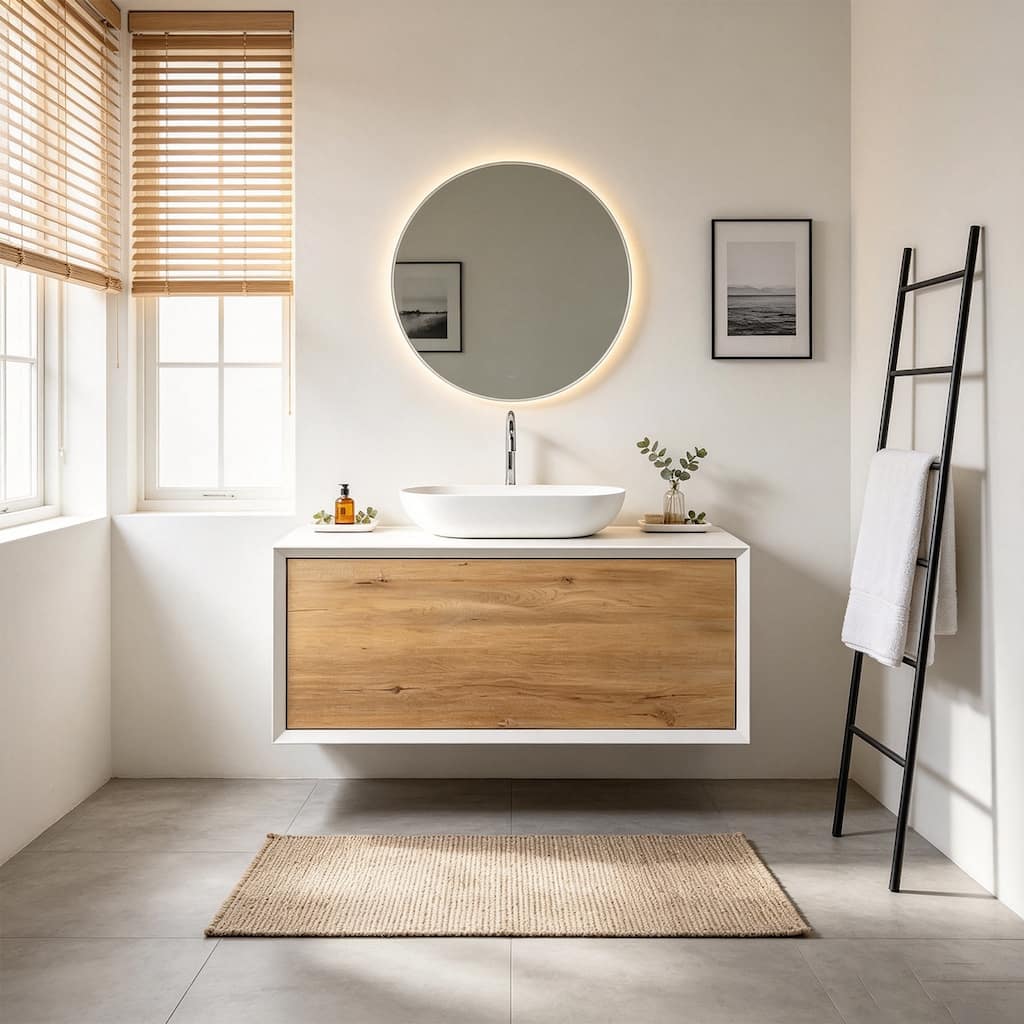Prismella 36" 48" Slim Float Wall-Mounted Vanity, Integrated Deck & Resin Sink