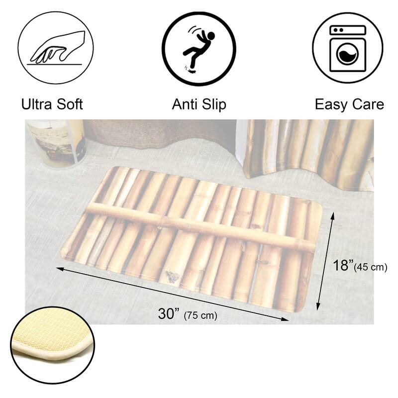 Bathroom Rug Memory Foam Mat The Island Print Beige 30"L x 18"W