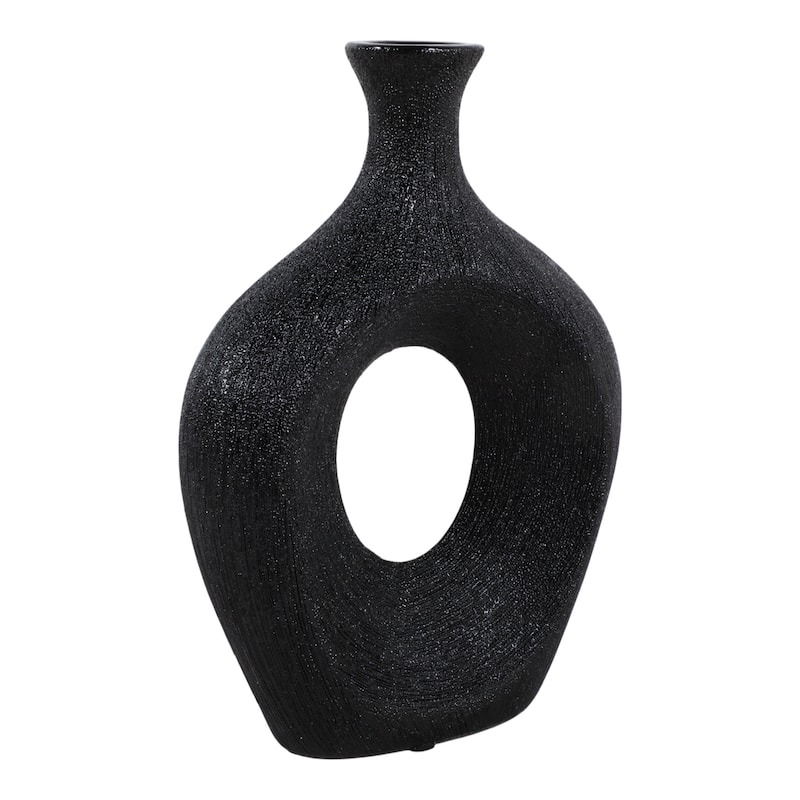 Modern Oval Ceramic Table Vase Cut-Out Design