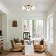 preview thumbnail 17 of 20, 6-Light Brass Semi-Flush Mount Ceiling Light with Opal Glass Shades - 24.2-in W x 9.05-in H