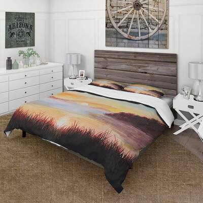 Designart 'On The Lake With The Reeds' Nautical & Coastal Duvet Cover Set