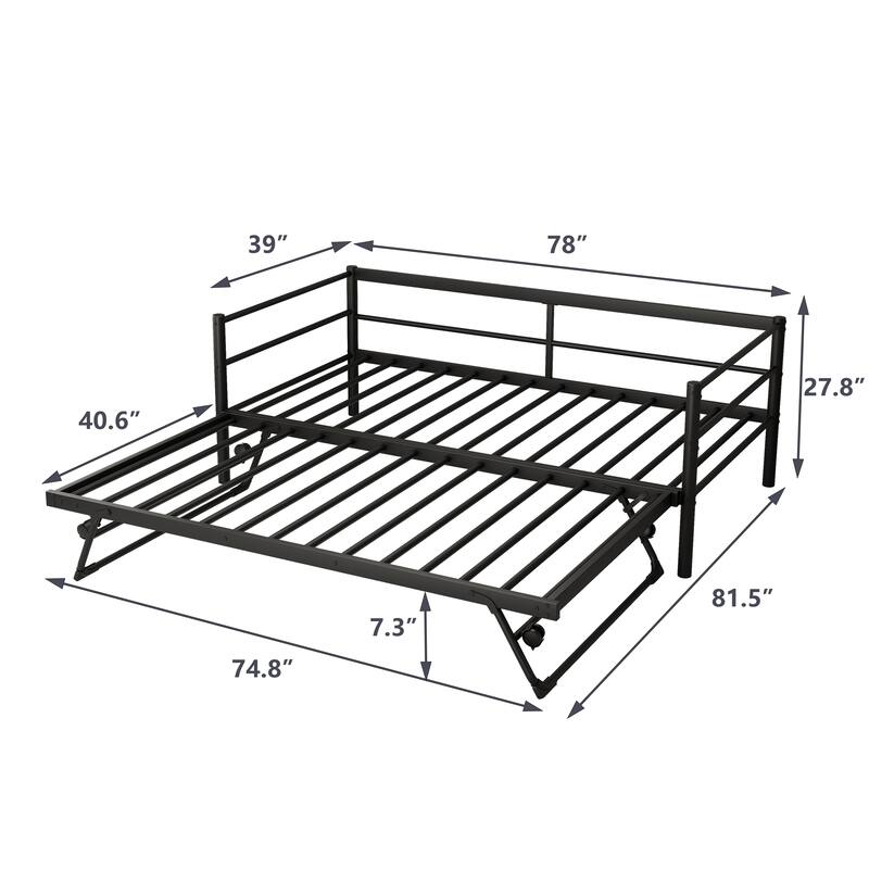 Twin Size Metal Daybed with Pop Up Trundle