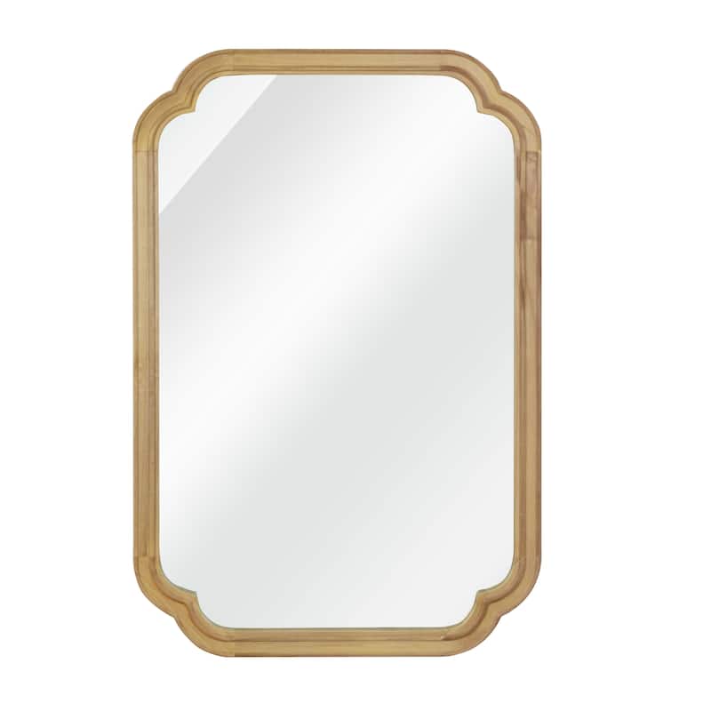 Rounded Corner Solid Wood Frame Decorative Mirror Modern Farmhouse Wall Mirror For Bedroom Bathroom Living Room Entryway