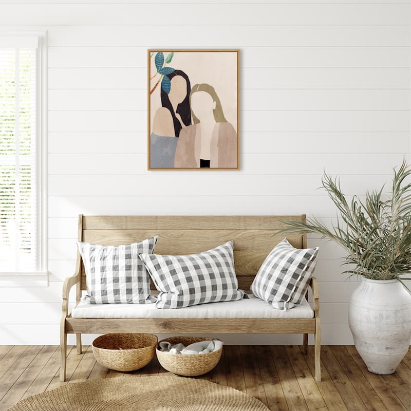 Amanti Art Leaves and Ladies I by Aimee Wilson Framed Canvas Wall Art Print - Sylvie Maple