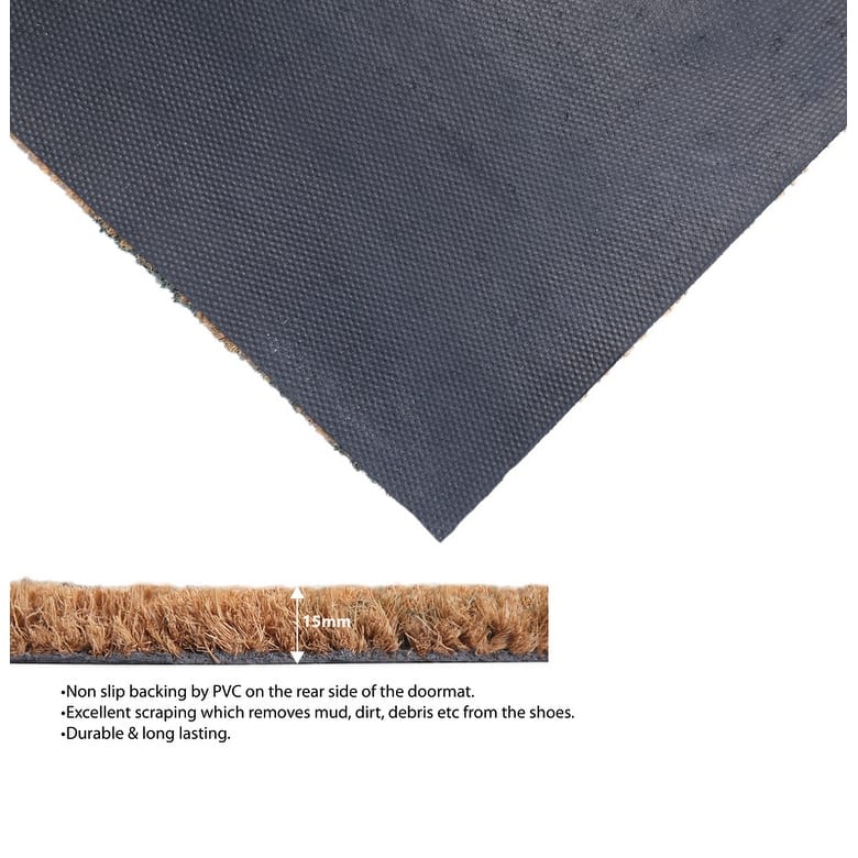 Chesapeake Coir Natural Black Non-Slip Doormat (36" x 72")