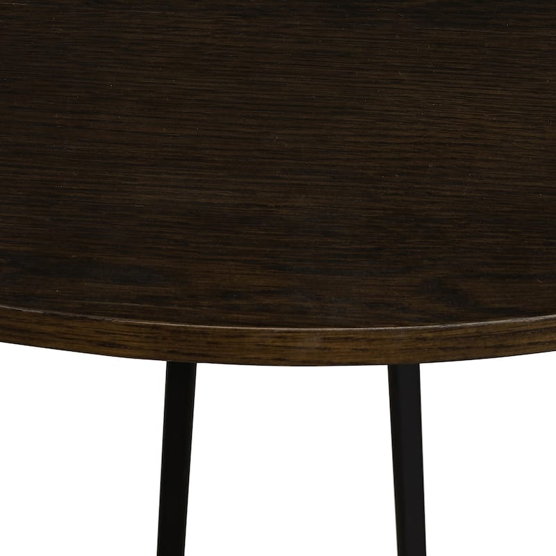 Motion 51" Oak and Metal Round Dining Table with Pedestal Base
