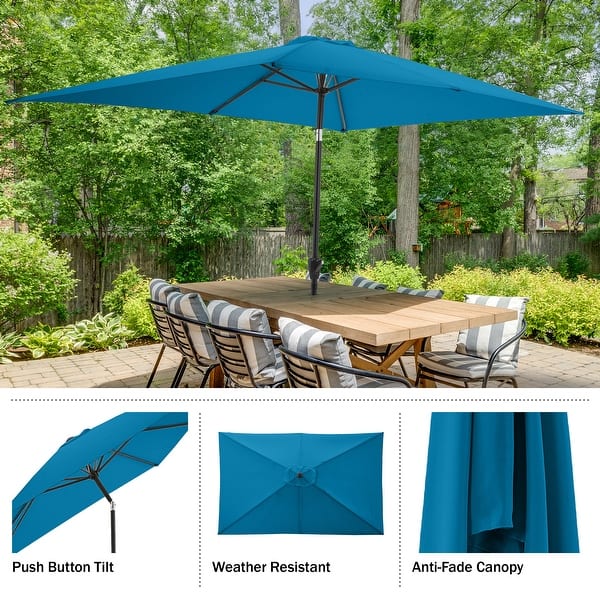 Pure Garden Rectangular Patio Umbrella - Turquoise Pure Garden Rectangular Patio Umbrella - Turquoise