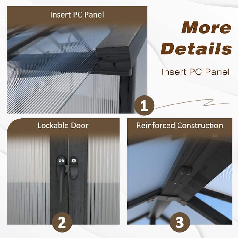 VEIKOUS Walk-in Wooden Greenhouse for Outside, Garden and Backyard, Black Greenhouse