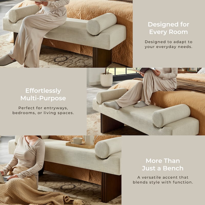 Roundhill Furniture Brooke Contemporary Upholstered Bench