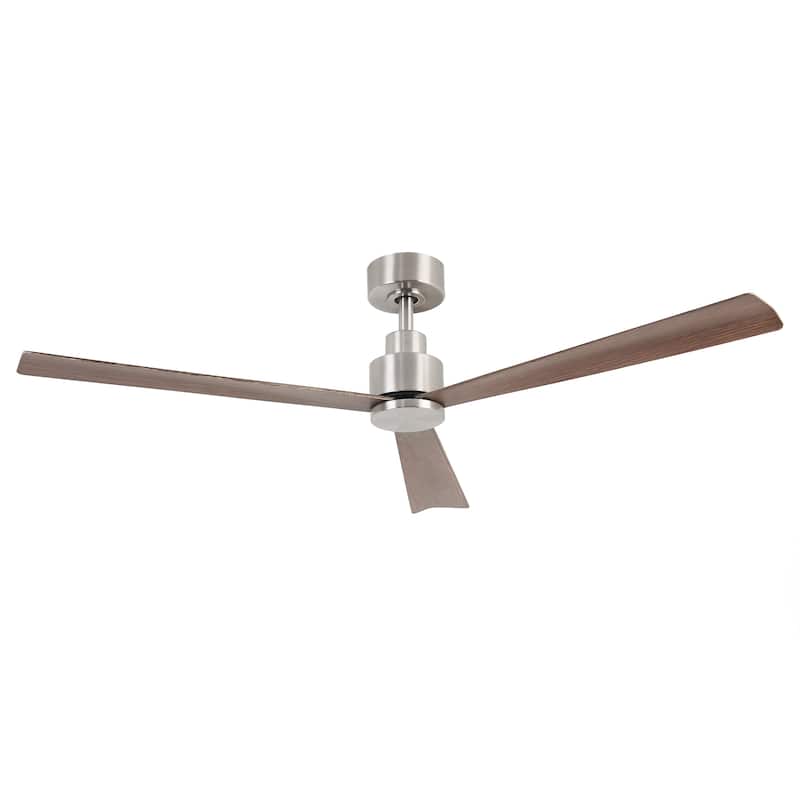 52-inch Satin Nikel Wooden 3-Blade Indoor Ceiling Fan without Lights