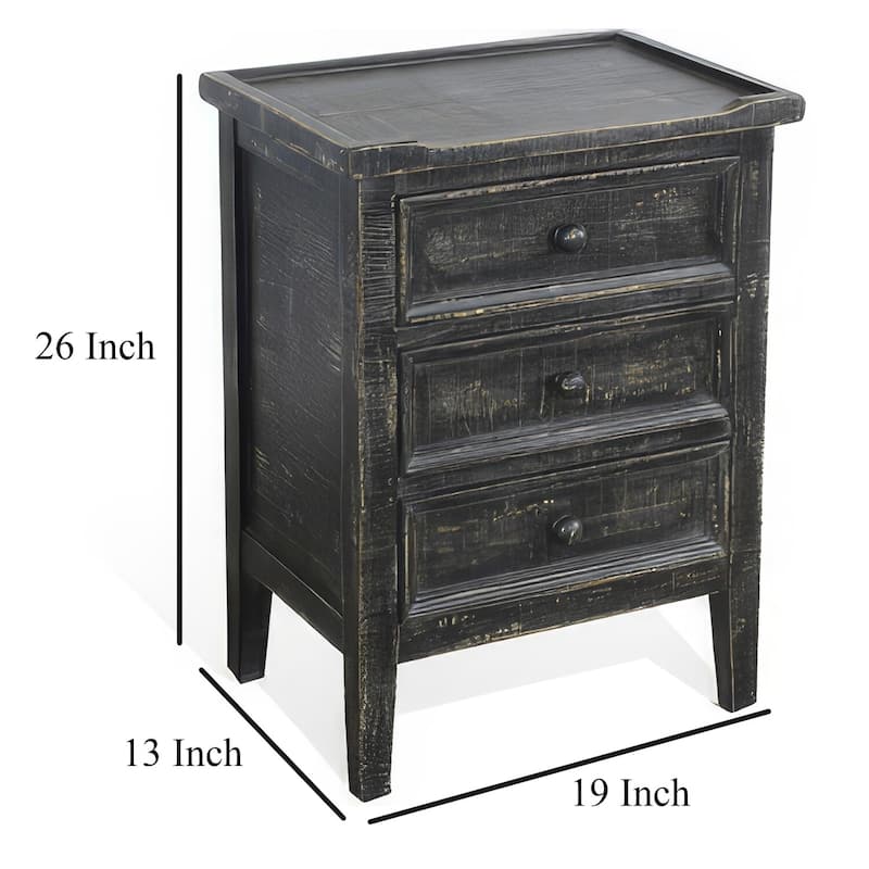 13 in. Black Rectangle Wood End Table with Storage Drawer for Convenience