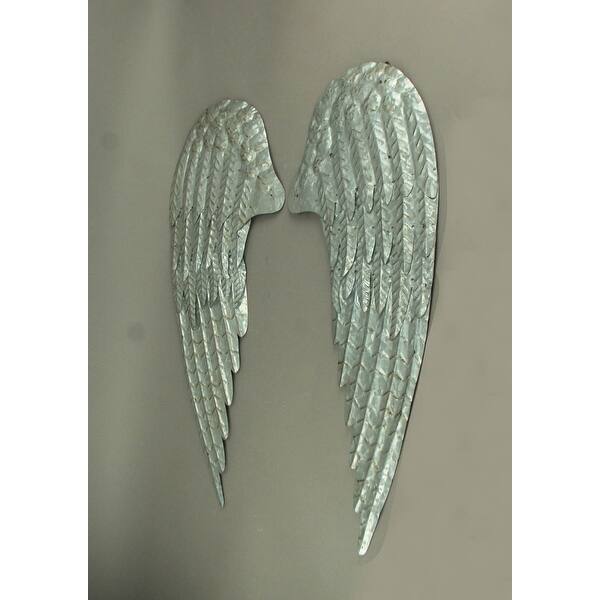 Shop Galvanized Metal Rustic Angel Wings Wall Hanging 2 Piece Set