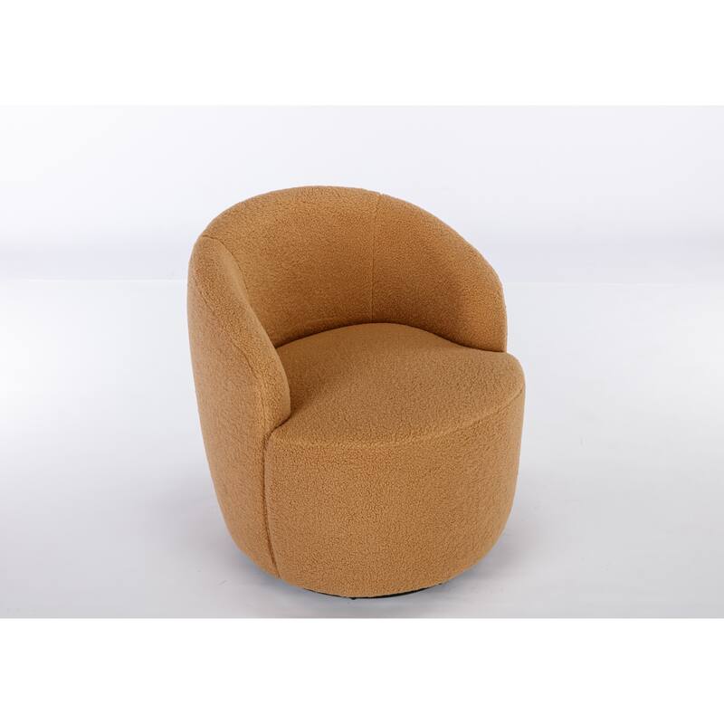 Wool Swivel Barrel Chair with 360° Rotation & Metal Base