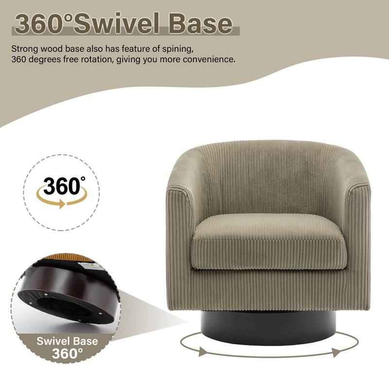 Corduroy Upholstered Swivel Barrel Chair (Set of 2)