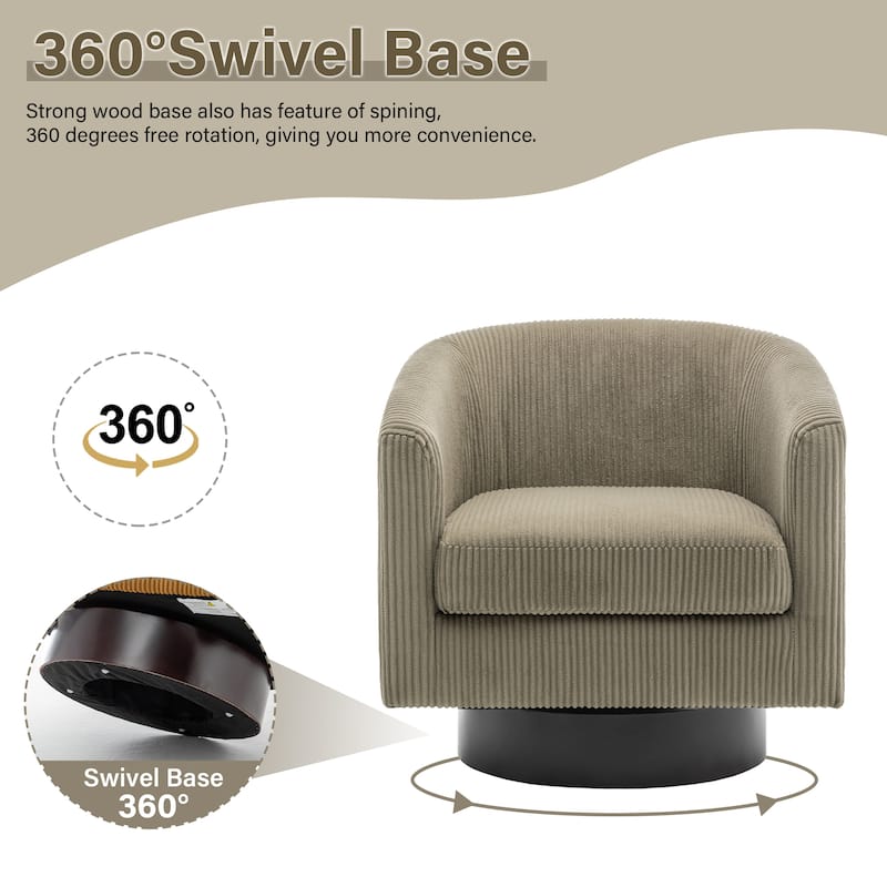 Corduroy Upholstered Swivel Barrel Chair