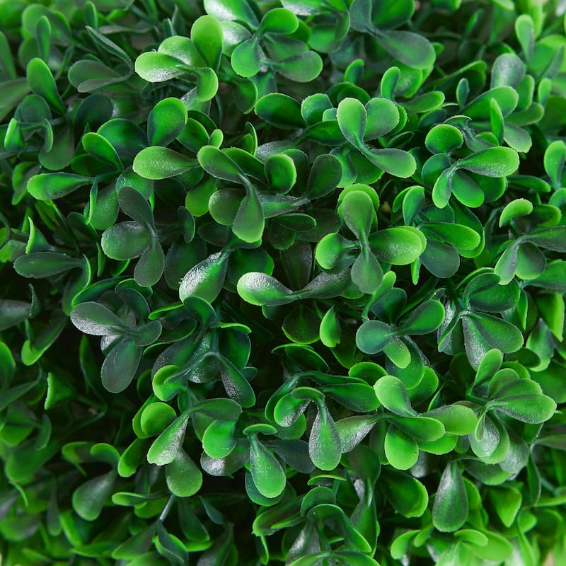 Set of 2 Artificial Boxwood Trees 23.5 Inch Green Ball-Shaped Plants UV-Protected Indoor Outdoor Decorative with Cement Pots