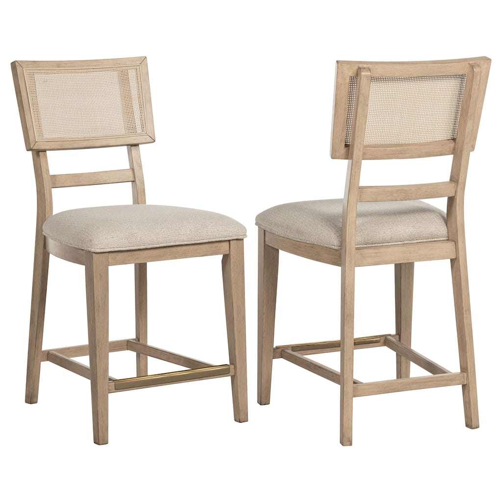 Kailani Rattan Cane Counter Side Chair Beige Oak (Set of 2) - 19.5" x 22.25" x 42"
