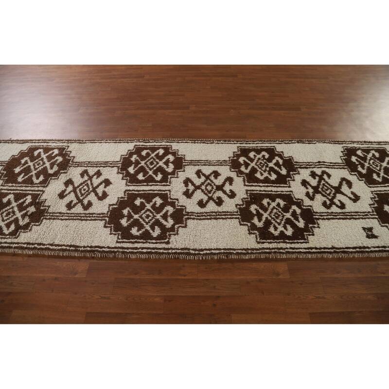 Anatolian Natural Dye Turkish Runner Rug Hand-knotted Wool Carpet - 3'3"x 12'0"