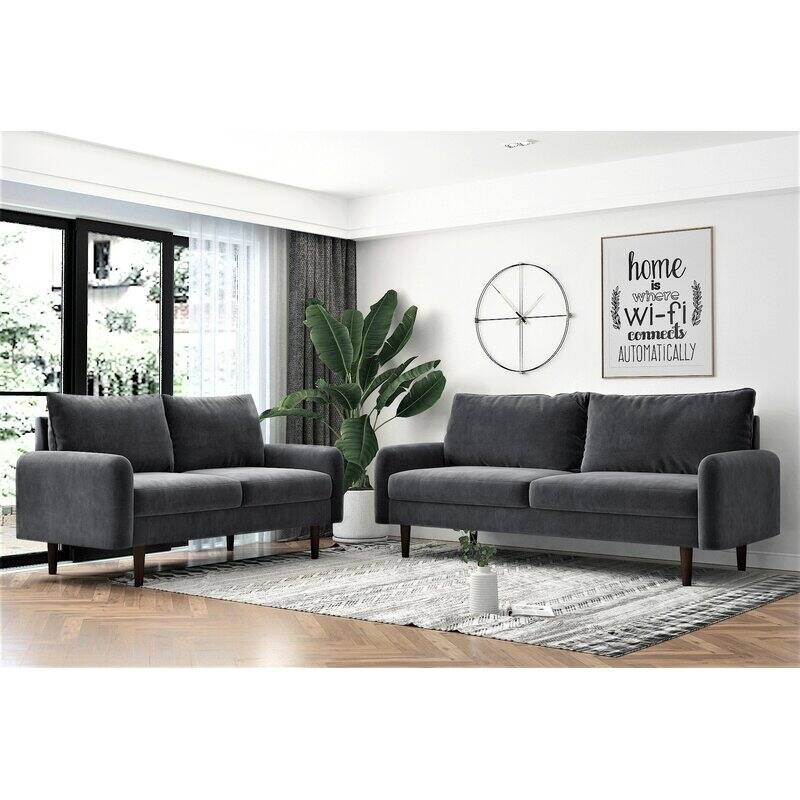 Greco 2 Piece Living Room Set - Grey