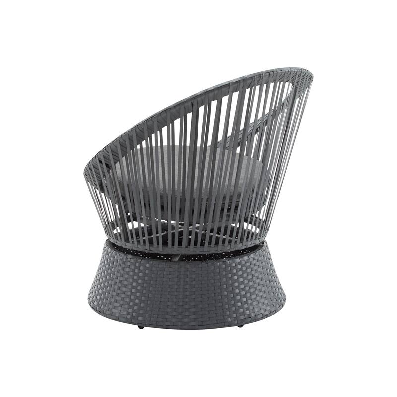 Modern Swivel Wicker Lounge Chair with Rattan and Iron Frame