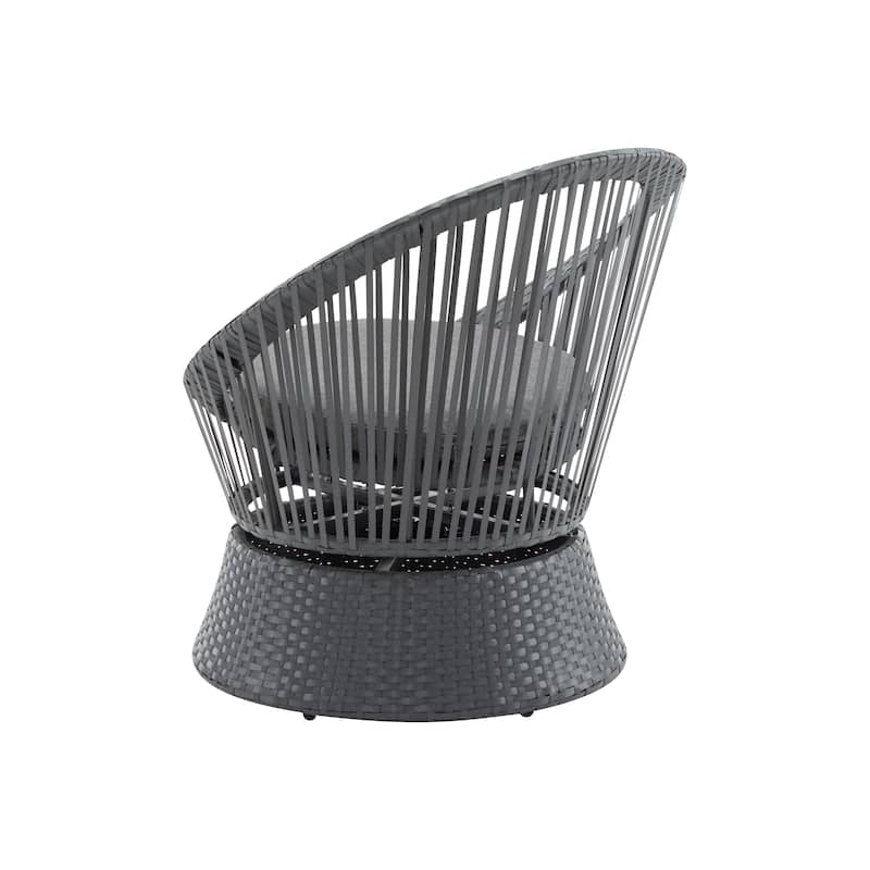 Roomfitters Swivel Wicker Lounge Chair, Modern Rattan Accent Chair with Cushion for Patio Balcony Living Room