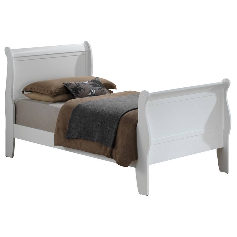Charming White Twin Bed with Durable Frame and Refined Silhouette - White